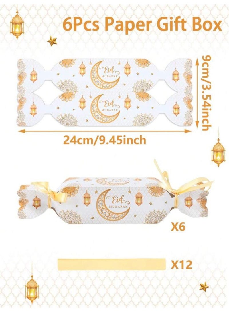 Set of 6 Elegant Paper Gift Boxes for Candy and Small Gift Packaging for Parties and Special Occasions with Closing Ties Size 24 × 9 cm - Image 3